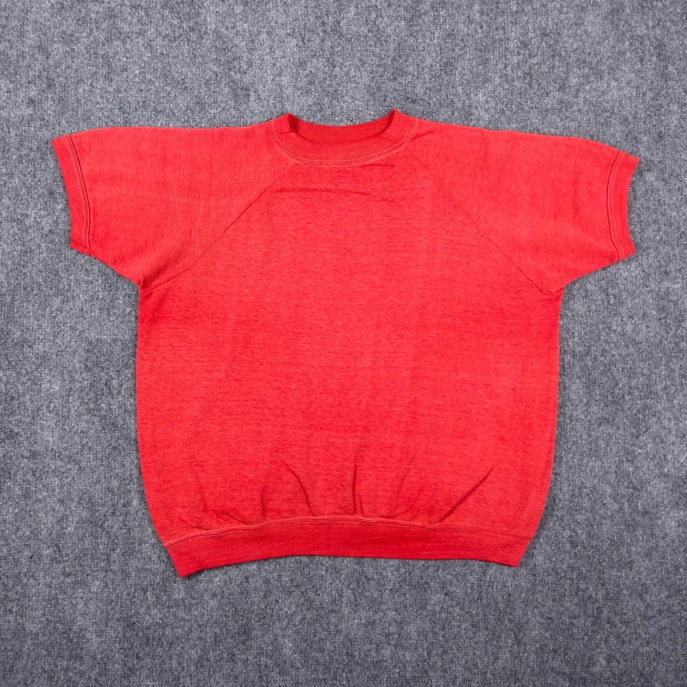 Vintage 70s JCPenney Sweatshirt Mens Large Red Short Sleeve Raglan Fleece